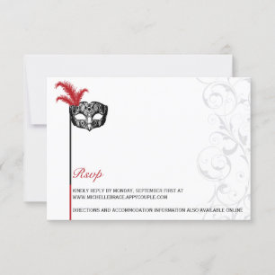 Carte d'information de masquerade rouge noir éléga