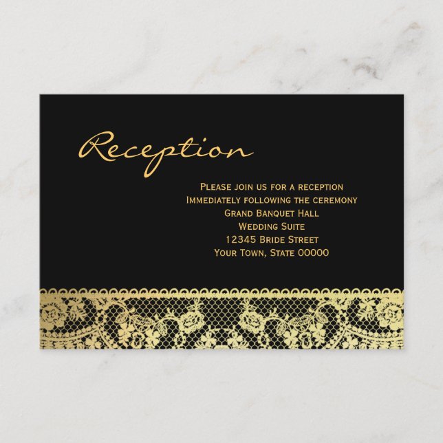 Carte d'information de réception Or et Dentelle No (Devant)