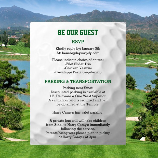 Carte d'information du client Golf Bar Mitzvah (Créateur téléchargé)