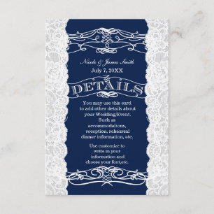 Carte d'information du Mariage en dentelle bleue e