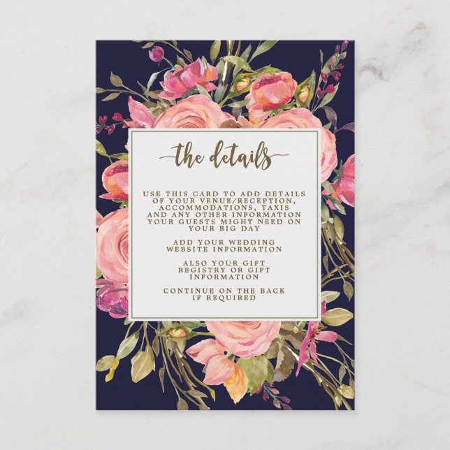 carte d'information du mariage floral fleur sauvag (Devant)
