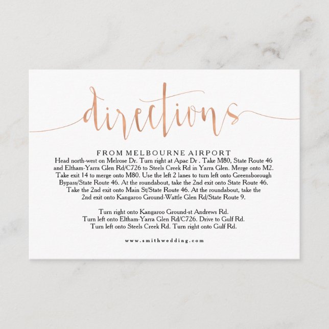 Carte d'information du Mariage rose Gold (Devant)
