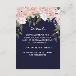 carte d'information du mariage rose marine