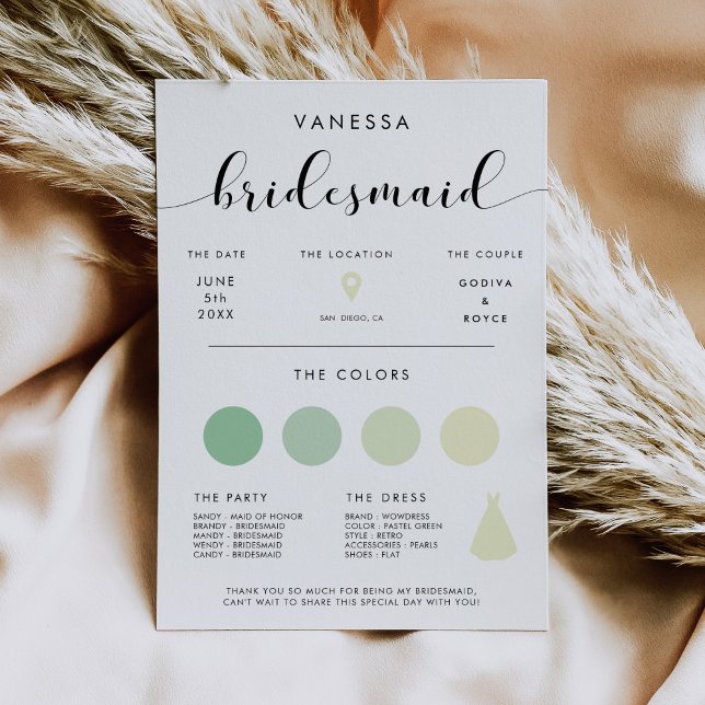 Carte d'information Elegant Bridesmaid (Créateur téléchargé)