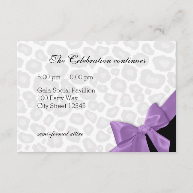 Carte d'information Leopard Spots et Purple Ribbon (Devant)