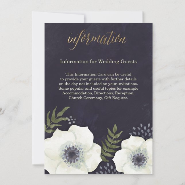 Carte d'information Mariage Fleurs de nuit d'été (Devant)
