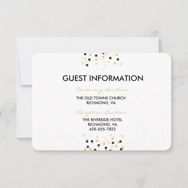 Carte d'information Mariage Gold Foil & Black Conf (Devant)