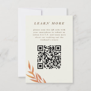 Carte d'information Mariage Orange Simple Branch