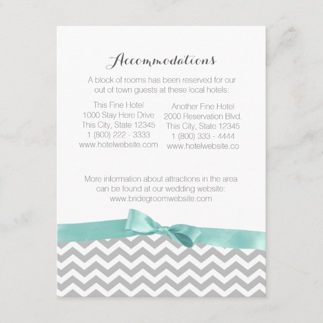 Carte d'information moderne Zigzag Motif et Bow (Devant)