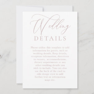 Carte d'information numérique de mariage rose pous