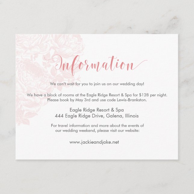 Carte d'information Pastels Roses Vintages : Rose  (Devant)