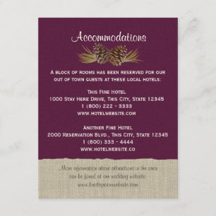 Carte d'information Pine Cones et Burlap Plum