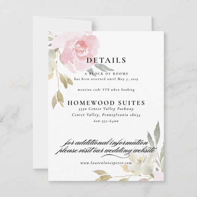 Carte d'information pour les invités de mariage fl (Devant)