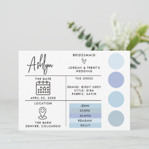 Carte d'information pour Mariage éditable Blue Bri