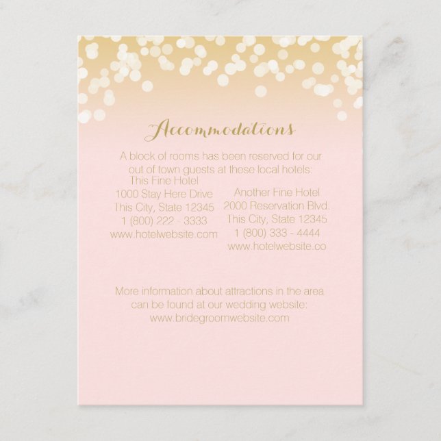 Carte d'information Rose Blush et Gold Sparkings (Devant)