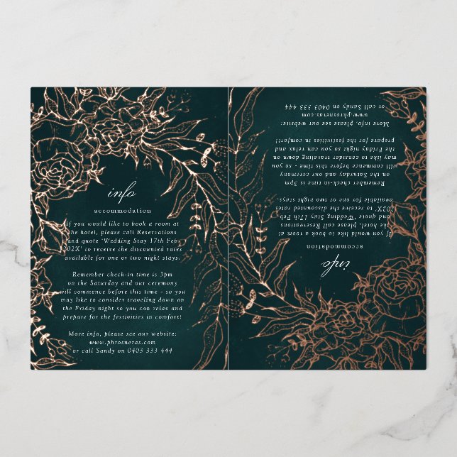 Carte d'information rose Gold Flower Emerald 2 Foi (Recto)