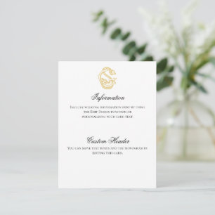 Carte d'information SG Monogram ou GS Monogram