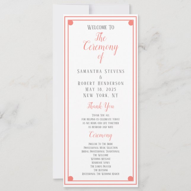 Carte d'information sur la cérémonie du Mariage du (Devant)