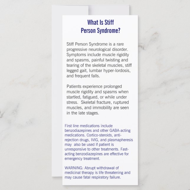 Carte d'information sur le syndrome de personne ri (Devant)