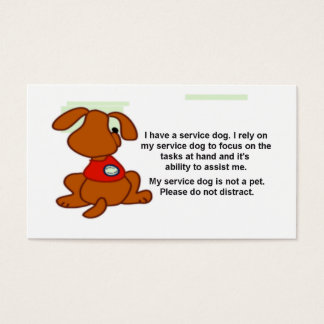 Carte d'information sur les chiens de service ADA