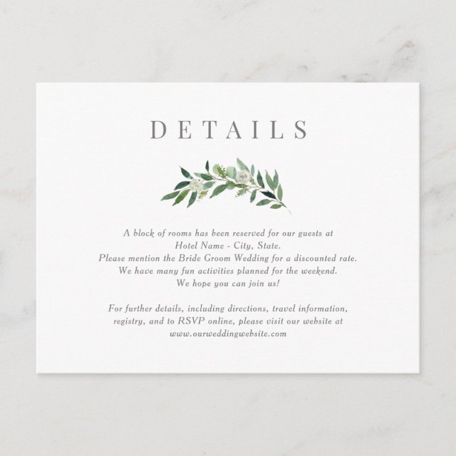 Carte d'information sur les détails du mariage ave (Devant)