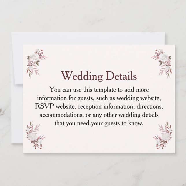 Carte d'information sur les détails du mariage Per (Devant)
