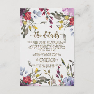 carte d'information sur les mariages floraux fleur
