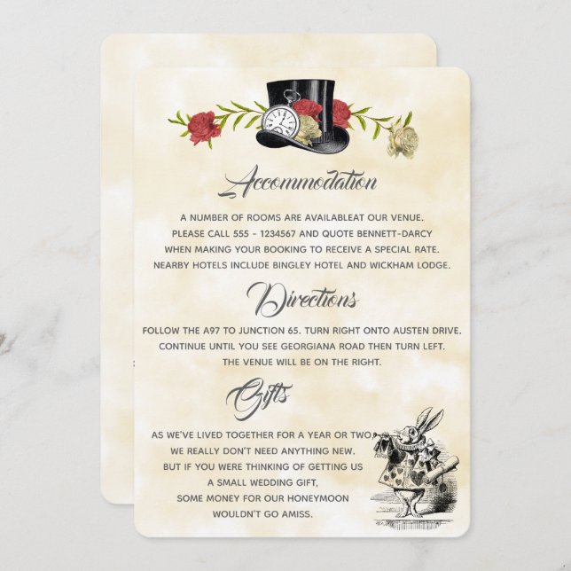 Carte d'informations complémentaires Alice au pays (Devant / Derrière)