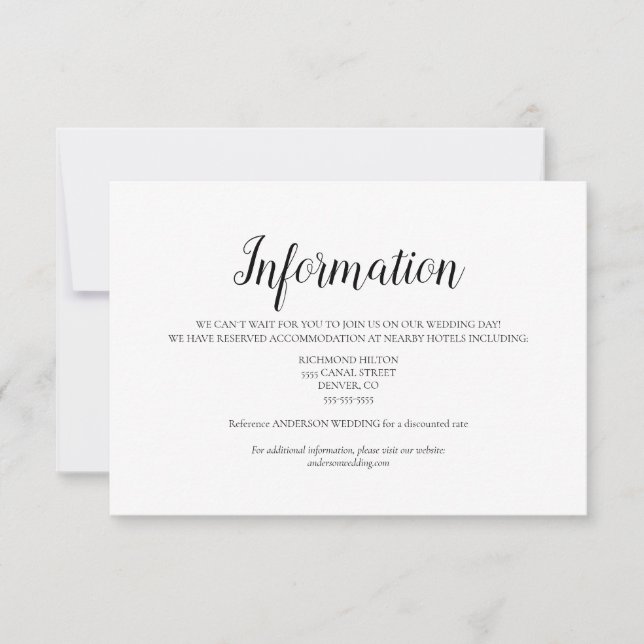 Carte d'informations minimaliste et élégante (Devant)