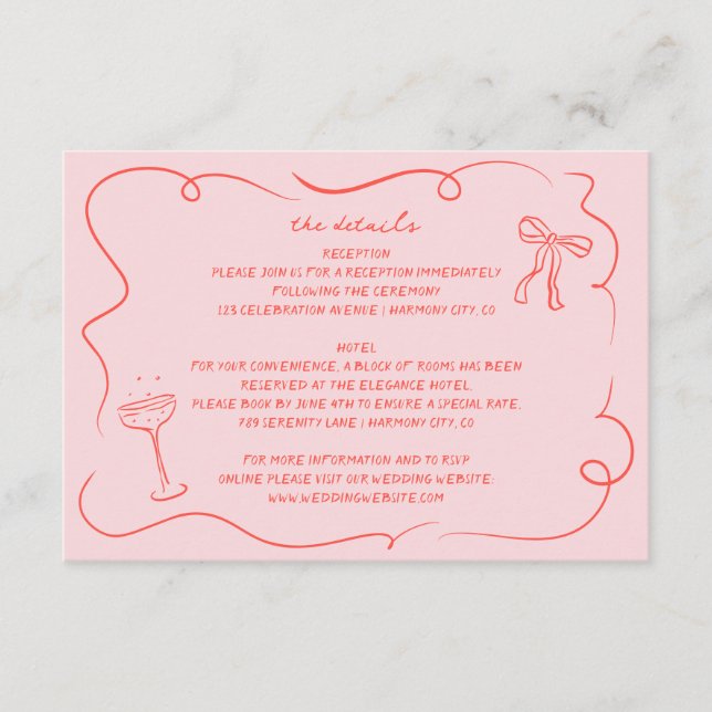 Carte d'informations sur le Mariage à main vintage (Devant)