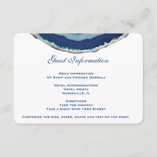 Carte d'informations sur le Mariage bleu marine |  (Devant)