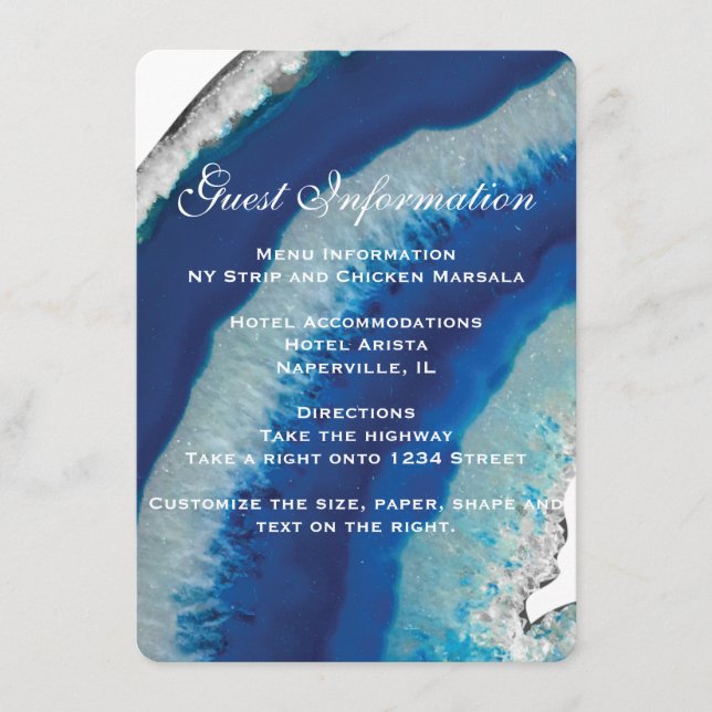 Carte d'informations sur le Mariage bleu marine |  (Devant)