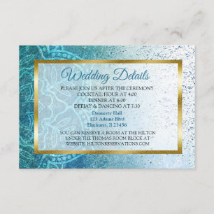 Carte d'informations sur le Mariage Blue Mandala