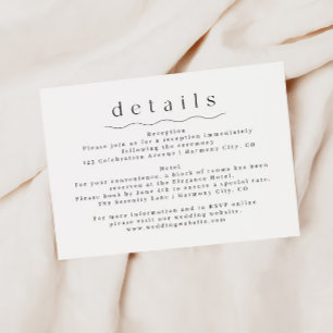 Carte d'informations sur le Mariage Boho Simple