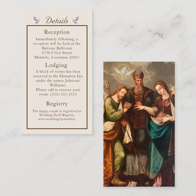 Carte d'informations sur le Mariage catholique vin (Devant / Derrière)