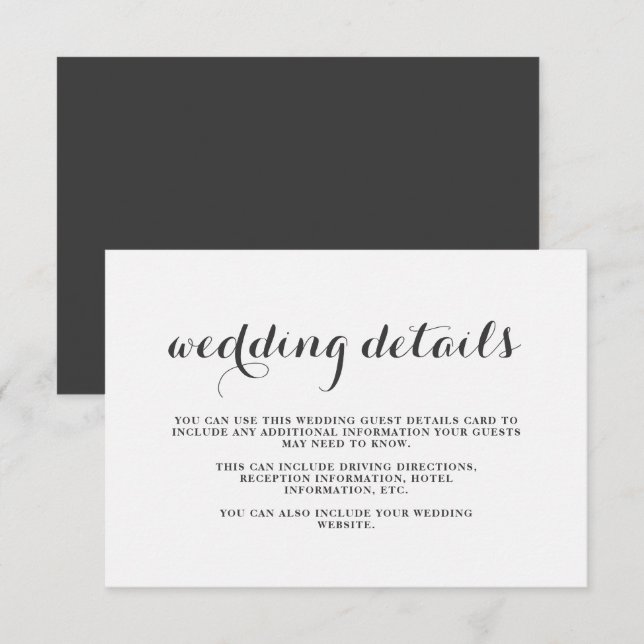 Carte d'informations sur les clients Mariage gris  (Devant / Derrière)