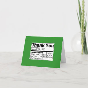 Carte d'ingrédients Merci vert