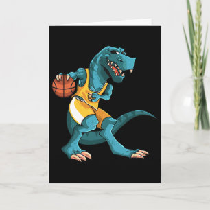 Carte Dino drôle jouant Sketll Amoureux T-rex Joueur Enf
