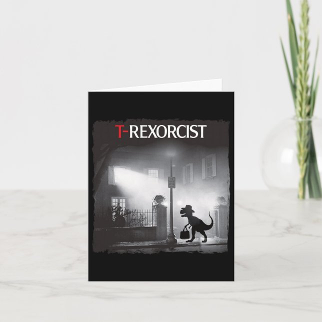 Carte Dino Parodie d'horreur T-rex drôle Halloween Rétro (Devant)