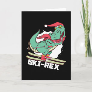 Carte Dino Ski Rex Ski drôle Cadeau de Noël