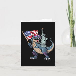 Carte Dino Statue De La Liberté 4 juillet Drôle Garçons 