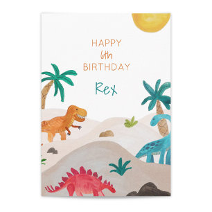 Carte Dinos Peint Anniversaire personnalisé