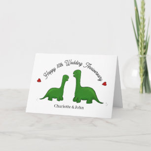 Carte Dinosaur 10e anniversaire de mariage mari et femme