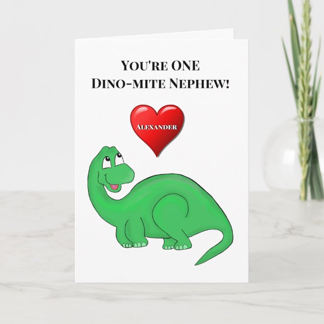 Carte Dinosaur 1er Anniversaire de Nephew Son garç (Devant)