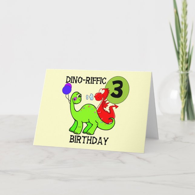 Carte Dinosaur 3ème Anniversaire Tshirts et cadeaux (Devant)