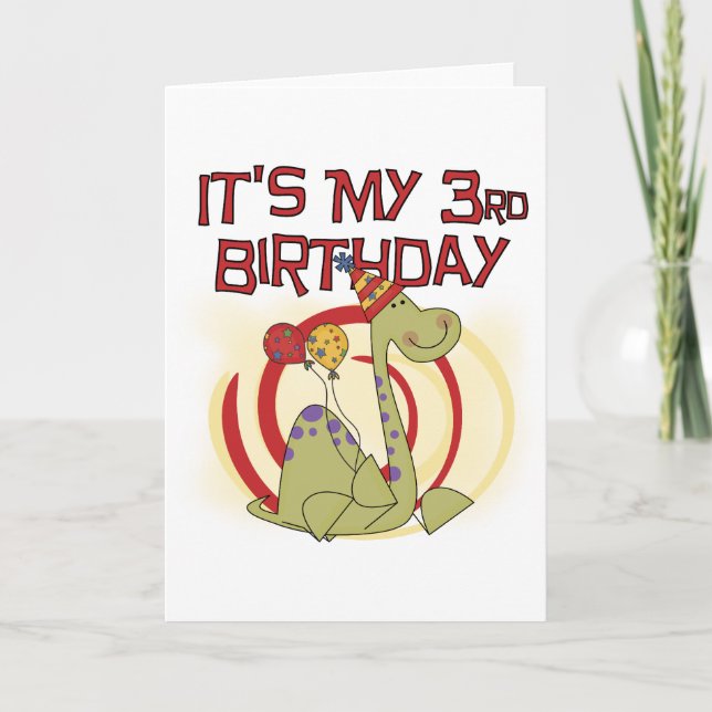 Carte Dinosaur 3ème Anniversaire Tshirts et cadeaux (Devant)
