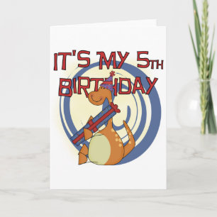 Carte Dinosaur 5e anniversaire Tshirts et cadeaux