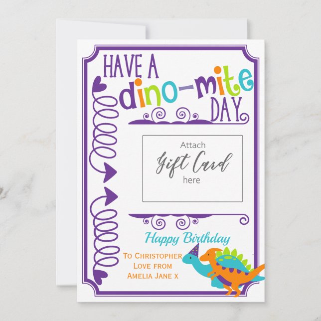 Carte Dinosaur Anniversaire Titulaire de carte-cadeau (Devant)