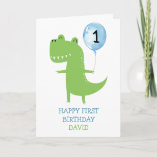 Carte Dinosaur Garçon Premier Anniversaire Balloon Enfan