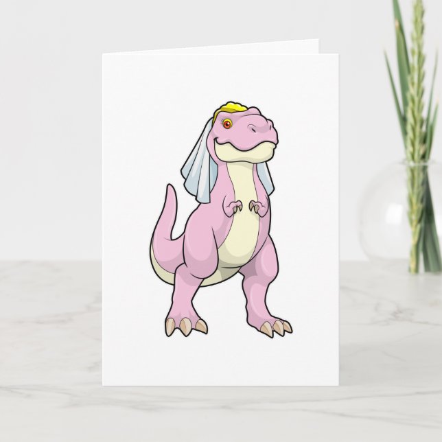 Carte Dinosaur mariée au Mariage avec Voile (Devant)